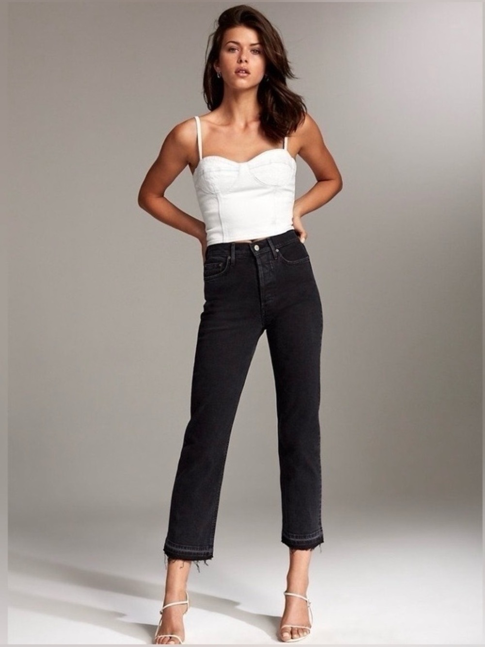 Aritzia Denim Forum The Arlo High Rise Straight Jean Black Eyeliner Organic Sz25